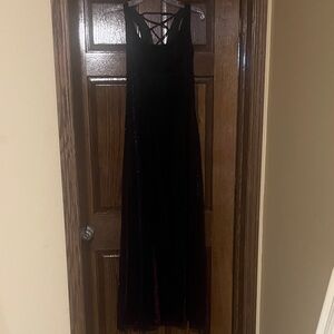 Elegant Black with iridescent blue and red Evening Dress